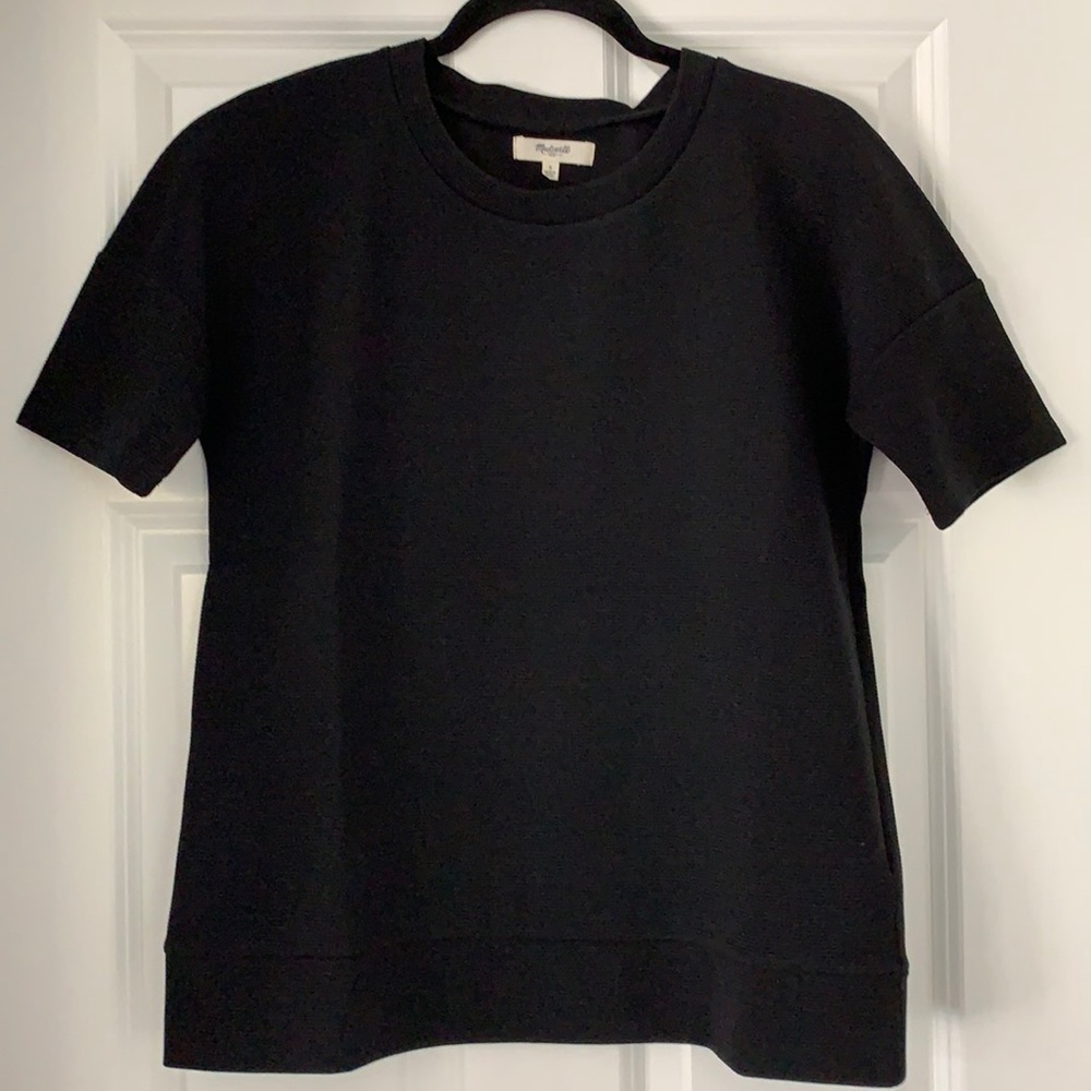 Madewell black ribbed short sleeved top